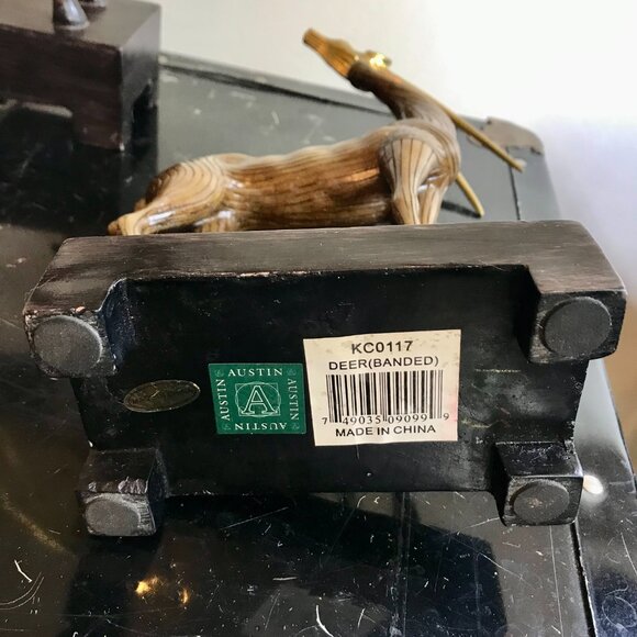 Kindu Collection Pair Gazelle Deer Antelope by Austin Carolyn Kinder Brass Head - Picture 4 of 5